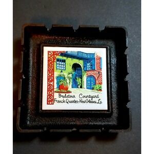 Vintage Ashtray Cast Iron‎ Tile Brulatour Courtyard French Quarter New Orleans